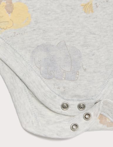 Marks & Spencer 3pk Pure Cotton Lion Bodysuits (0-3 Years) Grey Mix