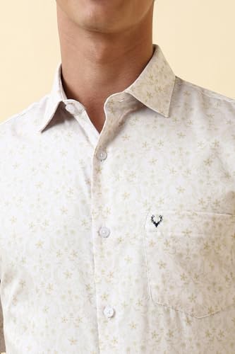 Men White Print Half Sleeves Formal Shirt