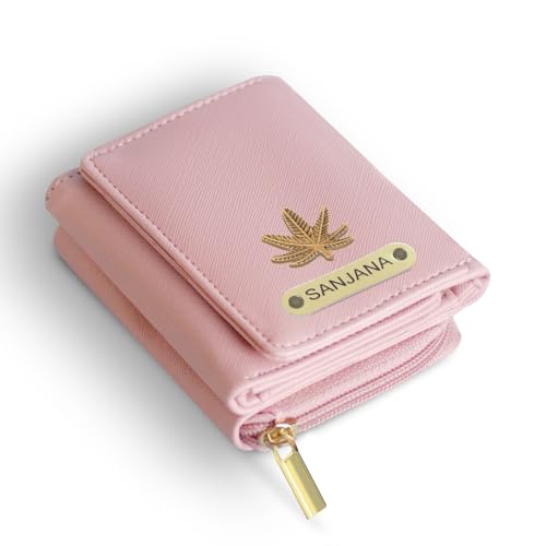 Mekhush Personalised Vegan Leather Mini Wallet with Customised Name and Charm for Ladies