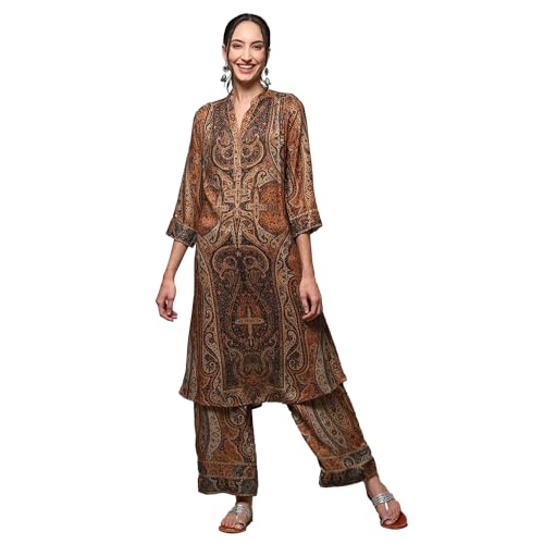 BIBA WOMEN PRINTED STRAIGHT MIX AND MATCH(JAMAWAR 2124_BEIGE_36)