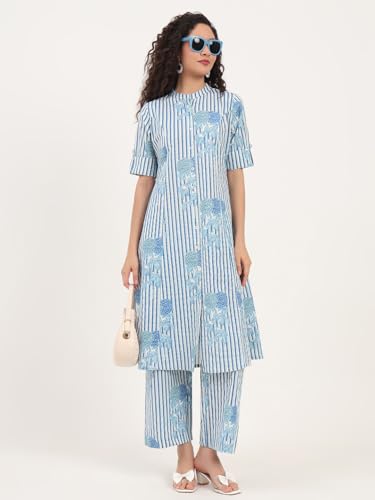Divena Blue Floral Printed Cotton Co-ords Sets