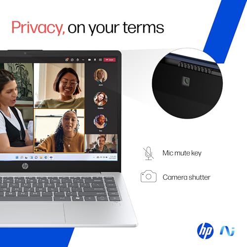 HP OmniBook 3 AMD Ryzen AI 5 340 Next Gen AI Laptop, (16GB LPDDR5X,512GB SSD), Anti-Glare,14''/35.6cm FHD,Win11,Office24, Silver,1.47kg, FHD Camera w/Privacy Shutter, Backlit, ha0000AU