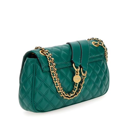 GUESS Women's Green Quilted Crossbody Bag| Ladies Purse Handbags | Gift For Ladies