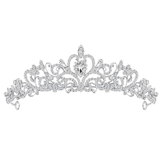 Koshiya Silver Crystal Tiara Crowns Queen Crown for Bridal Women Girls Wreath Headpiece Princess Elegant Crown Bridal Wedding Prom Birthday Party Headbands for Women Hair Accessories
