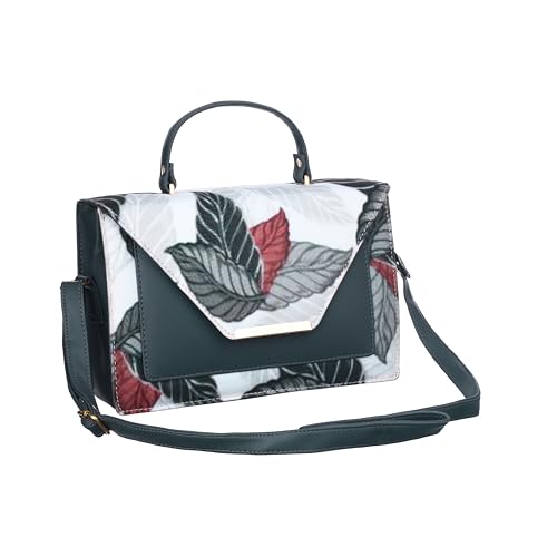 Aisna Stylish Floral Handbag for Women | Premium PU Leather Sling & Shoulder Bag | Trendy Casual & Office Tote with Adjustable Strap (Grey)