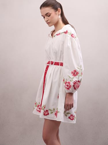 VERO MODA Women's Fit and Flare White Dress