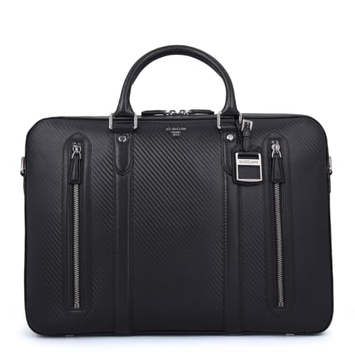 Da Milano Leather Laptop Bag for Men & Women | Laptop Messenger Bag | Ideal for Office Purpose | Fits Upto 16" Laptop - Black