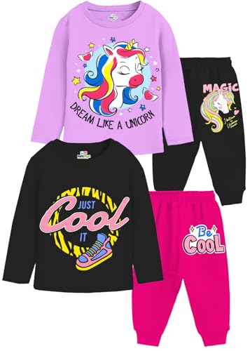 MINI MYN Baby Girls Regular Fit Full Sleeves Cotton T-Shirts & Pyjamas Set