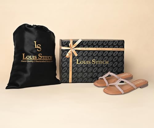 LOUIS STITCH Women's Fashion Flat Peach Pink Slip-On Sandals | Open Toe Cross Strap Flat Slipper for Ladies | LSOF-LDSL-CRCSSUL| (UK-3)