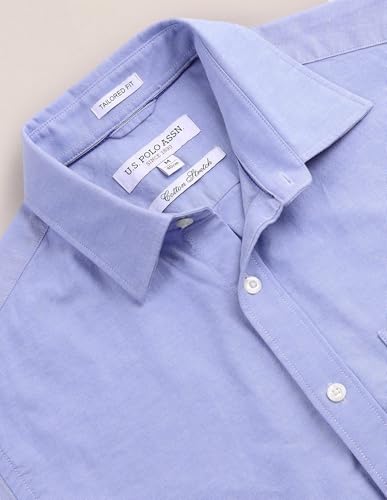 U.S. POLO ASSN. Mens Half Sleeve Oxford Stretch Shirts (USSHTC0011H_Blue_M)