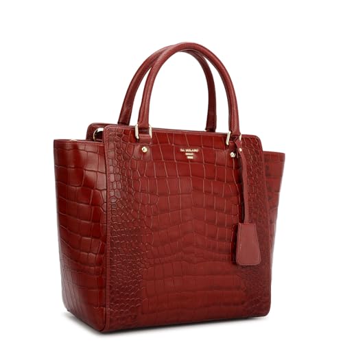Da Milano Leather Red Satchel Bag for Women (00687OL)