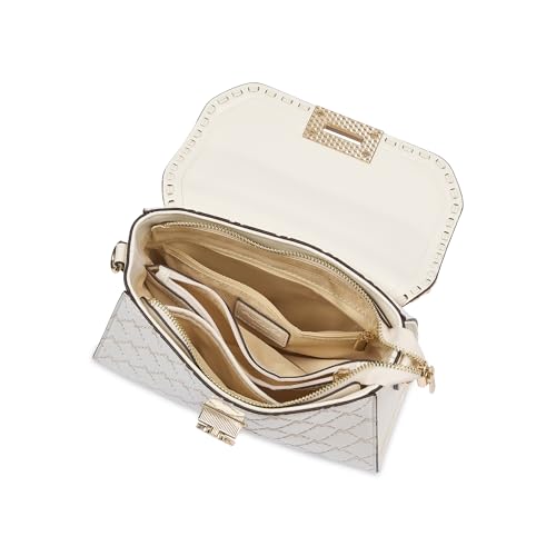 Akiki London Women's Heston 24 Flap Medium Satchel Handbag|comes with Dog Charm|Top Grab Handle|Metal Finish|Stylish Ladies Purse|Party Handbag for Women