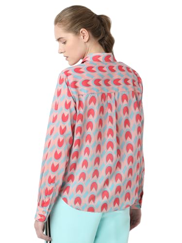 VERO MODA Women Abstract Print Pink Cotton Regular Fit Shirt