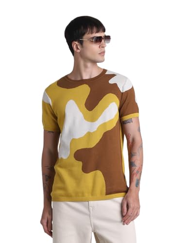 Jack & Jones Mens Yellow/Brown Slim Fit T-Shirt