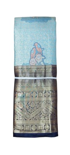 VFCollections Women's Traditional Handloom Kanchipuram Silk Pure Pattu Sarees | Rich Zari Woven Design | Unstitched Blouse (VFC504-1)