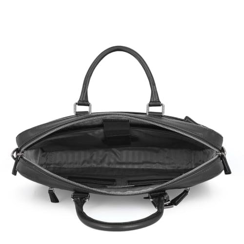 Da Milano Leather Laptop Bag for Men & Women | Laptop Messenger Bag | Ideal for Office Purpose | Fits Upto 16" Laptop - Black