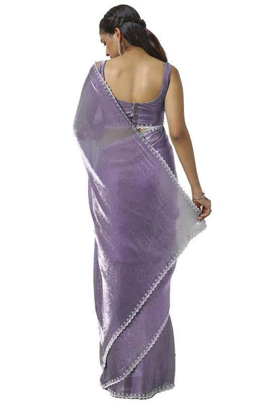 Soch Womens Lavender Tissue Saree With Stone Work