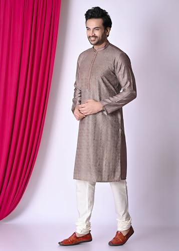 sajindia Men’s Traditional Kurta | Elegant Ethnic Wear for Men | Comfortable Fabric | Festivals, Weddings & Celebrations | Style 100 Chocolate