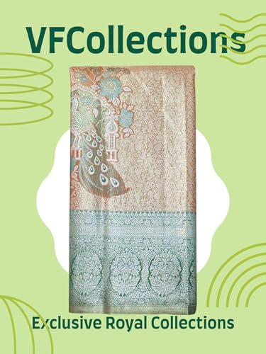 VFCollections Women's Traditional Handloom Kanchipuram Silk Pure - Royal Collections - Pattu Sarees | Rich Zari Woven Design | Bridal Saree | Unstitched Blouse 1