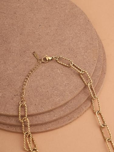PALMONAS 18k Gold Plated Statement Chunky Link Chain Necklace for Women - Gift for Girls & Women | Waterproof & Anti-Tarnish Necklace