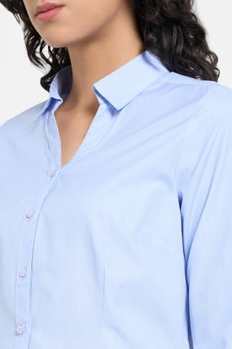 Annabelle by Pantaloons Women's Solid Regular Fit Shirt (110160214002_Placid Blue