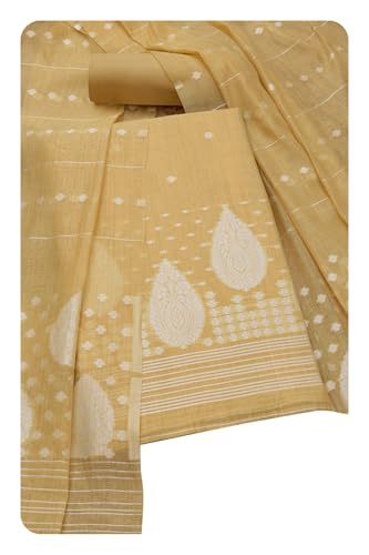 Soch Womens Yellow Chanderi Woven Design Unstitch Dress Material