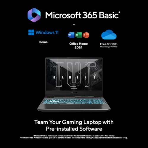 ASUS TUF A15 (2026),AMD Ryzen 7 155, RTX 3050-4GB, 16GB RAM (Upgradeable), 512GB SSD, FHD, 15.6"(39.6 cm),Windows 11, M365 Basic(1Y),Office 2024, Graphite Black, 2.3 Kg, FA506NCG-HN443WS,Gaming Laptop