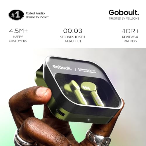 GOBOULT Newly Launched Tenet Pro with ANC TWS Earbuds, 75H Playtime, Amp App Support, 32dB ANC, Quad Mic ENC, Dual Device Pairing, 13mm Driver Ear Buds, Bluetooth 6.0 Wireless Earbuds (Olive Green)
