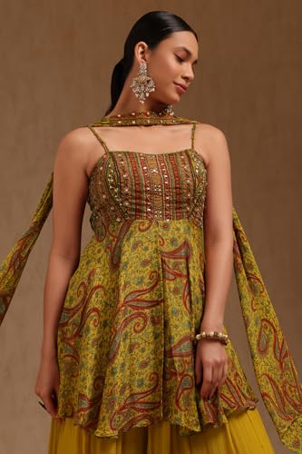 Soch Women's Chinon Salwar Suit Set (FWA5CD22220_Mustard