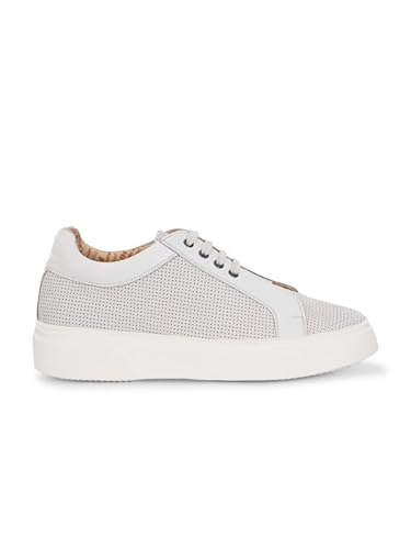 HITZ Men's White Leather Casual Lace Up Sneaker - UK 7