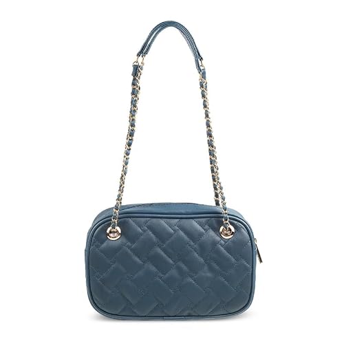 Metro Blue Faux Leather Premium Zipper Casual Sling Bag For Women