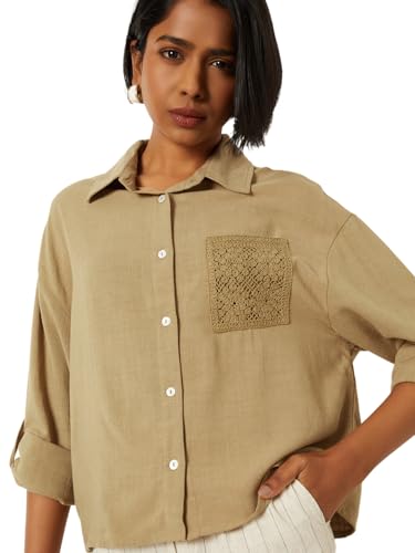 Max Women Solid Shirt (Beige_XXL)