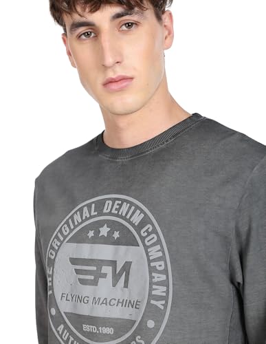 Brand Print Crew Neck Cotton Sweatshirt