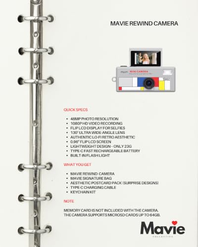 Mavie Rewind Mini Digital Camera | 1080P HD Pocket Digital Camera with Flip Screen | Compact Camera for Travel, Photography, Vlogging & Aesthetic Content