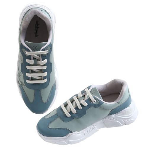 FEMME Women's Sneakers|Lightweight|Water-Resistance|Soft Cushioned|Anti-Skid|Mid-Top|Fashion|Trendy|Party Shoes|Slip-Resistance|Casual Shoes| Running, Gym & Walking|Printed Sneakers|BLUE|UK 7