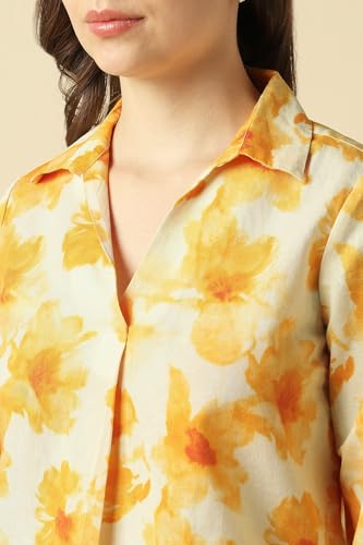 Women Yellow Print Long Sleeves Shirt