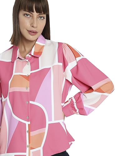 VERO MODA Women Printed Polyester Regular Fit Pink Shirt