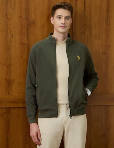 U.S.Polo Association Men's Equestrian Aisle Theater Textured Sweatshirt (USSWS4353_Olive_S)