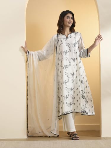 BIBA Solid Cotton Silk Kalidar Festive Kurta Set