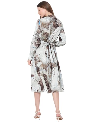 VERO MODA Women's Polyester A-Line Midi Dress (10319944-Storm Gray_Storm