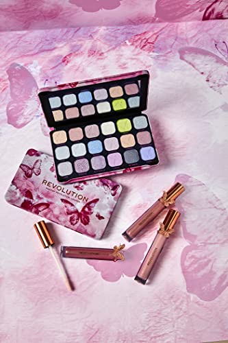 Makeup Revolution Butterfly forever Flawless Shadow Palette | 18 matte & shimmer shades | Highly pigmented matte finish |Rosy tints and pearly ethereal metallics |Easy to blend and layer | 19.8gm