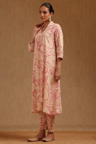 Soch Womens Pink Rayon Botanical Print Co-Ord Set