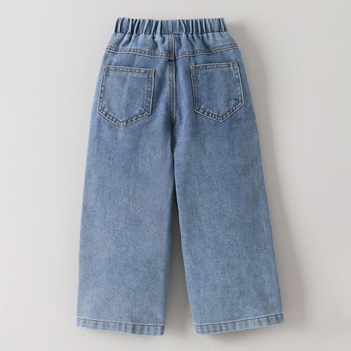 Hopscotch Girls Typography Print Blue Jeans for Ages (4-5 Years)