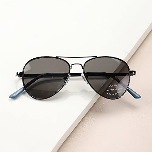 Carlton London Boy's Black Lens & Gunmetal-Toned Aviator Sunglasses with UV Protected Lens