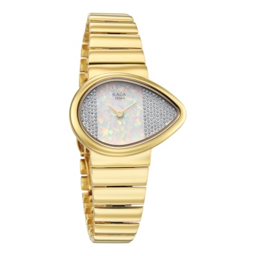 Titan Raga Opal with Quartz Analog White Dial IP Gold (G23) Color Strap Watch for Women - 2814YM01