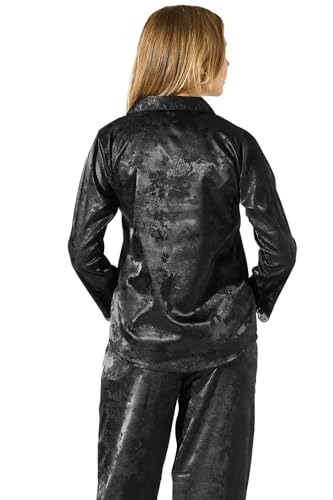 Kattly Nightsuit for Women | Luxury Coord Sets | Satin Loungewear | Women's Satin Nightsuit Set | Comfortable Pajama Set for Womens (Plus Size, Black-1, M)