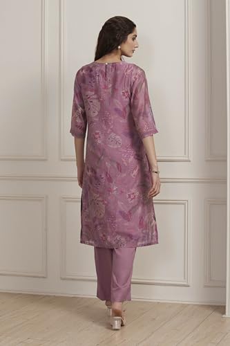 Biba Women Purple Poly Viscose Straight Suit Set_42