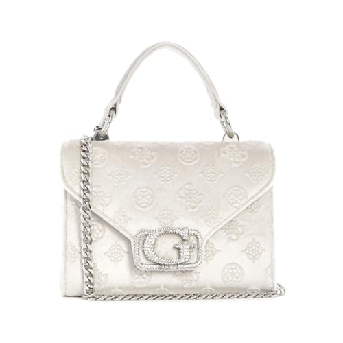 Guess Women's Off White Printed Satchel Bag| Ladies Purse Handbags | Gift For Ladies