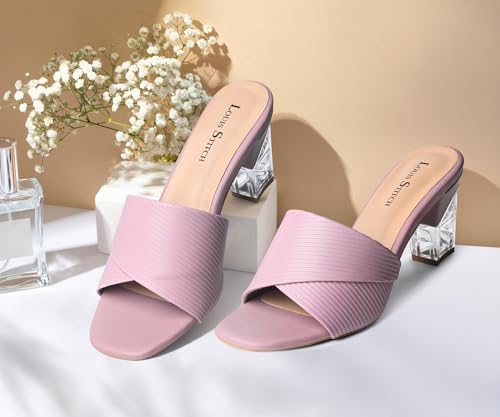 LOUIS STITCH Women’s Nude Pink Block Heel Sandals | Comfortable Sandal for Ladies | LSOF-LDBH-TXMUNU | UK-4