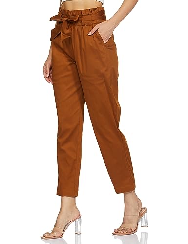 Amazon Brand - Symbol Women's Slim Casual Pants (SYM-AW22WTR-803_Brown_L)